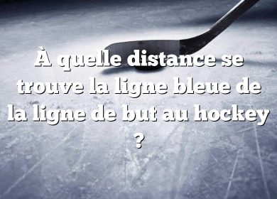 À quelle distance se trouve la ligne bleue de la ligne de but au hockey ?